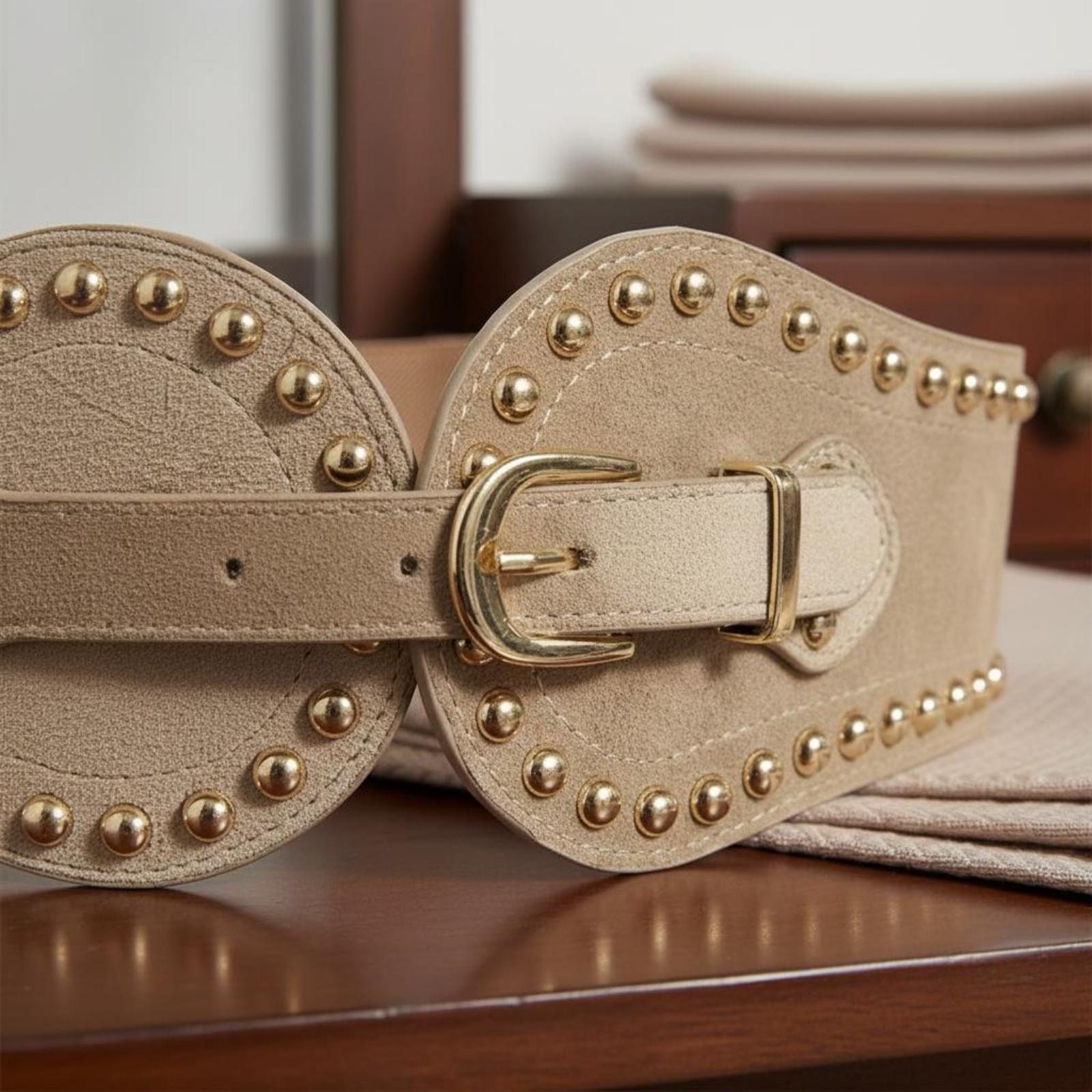 Leather Work Western - Damen-Gürtel mit elastischem Bund, aus Wildlederimitat,