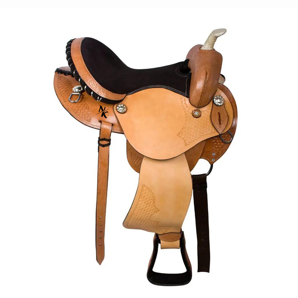 Leather Work Western - Premium Denim-Sattel, Leder-Sattel, Ranch-Arbeitsausrüstung, Western-Pferdesattel, Pferdeseil