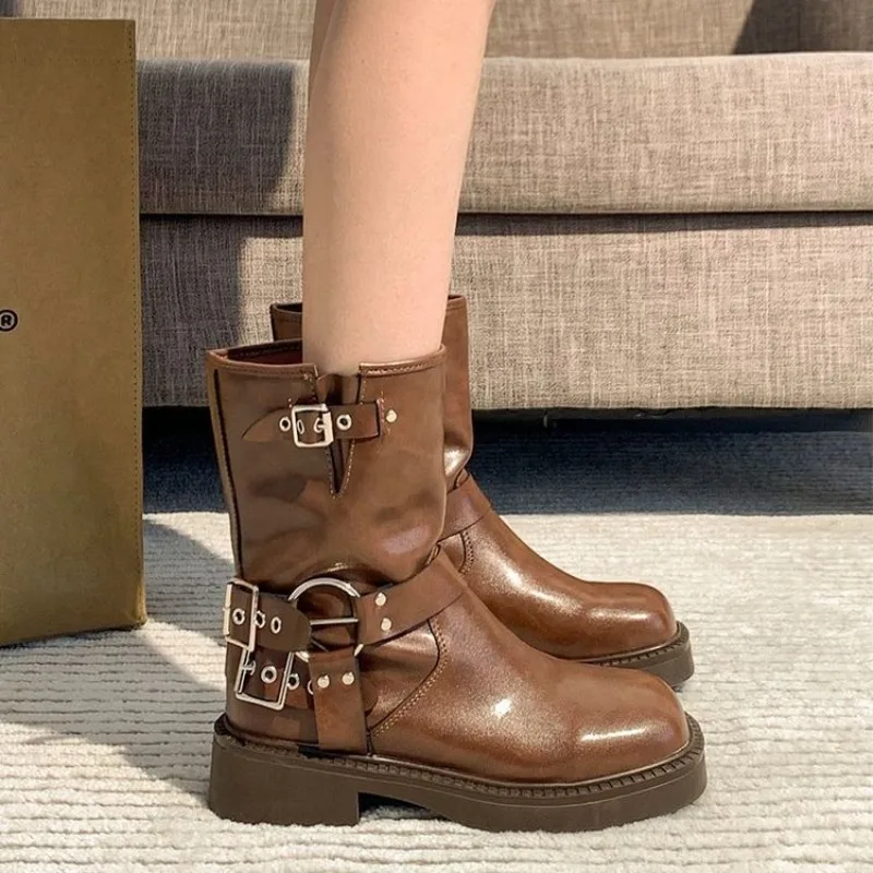 Leather Work Western - Damen Stiefeletten Herbst Arbeit Mode Elegant