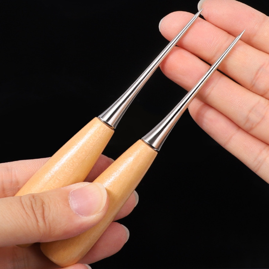 Leatherwork Awl - 2er-Set Leder-Handnähwerkzeug: Lederhandwerk Lochstanzer, Näh- und