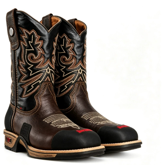 Herren Braun-Schwarze Western- – Leather Work Western Bewertung und Preis